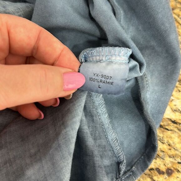 Dance In Paris Blue Chambray Sleeveless Mini Dress Size L - Picture 6 of 9